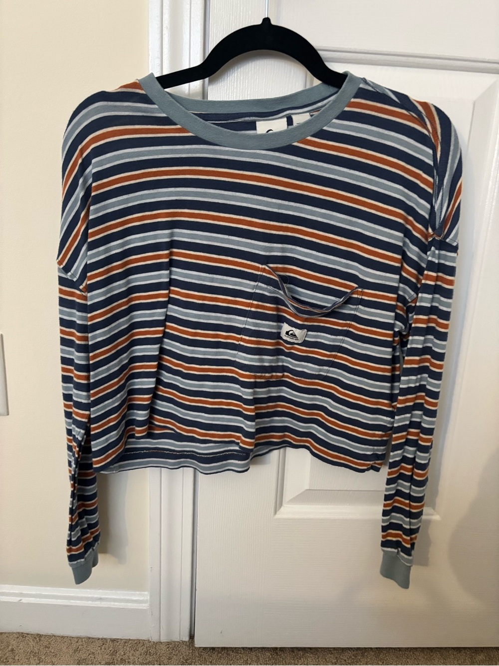 Quiksilver Striped Long Sleeve Tee in Blue, Navy and Rust